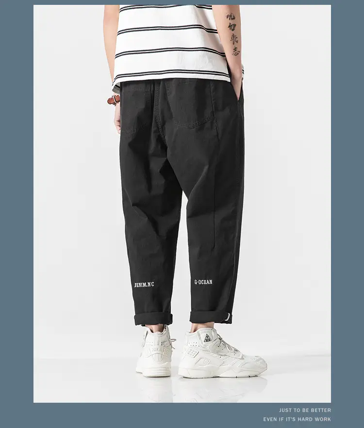 Men's Olive Green Loose Straight Harem Pants — feature 7