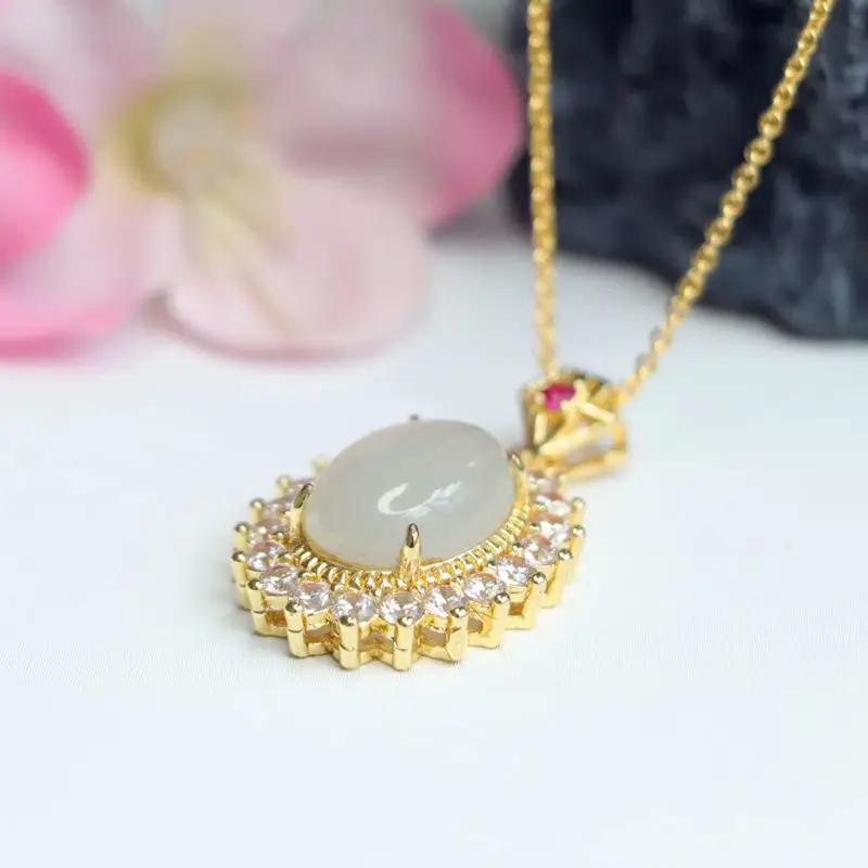 Guan Yu Jade Pendant with Full Diamond Necklace — feature 12