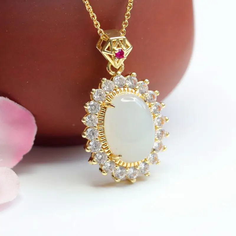 Guan Yu Jade Pendant with Full Diamond Necklace — feature 5