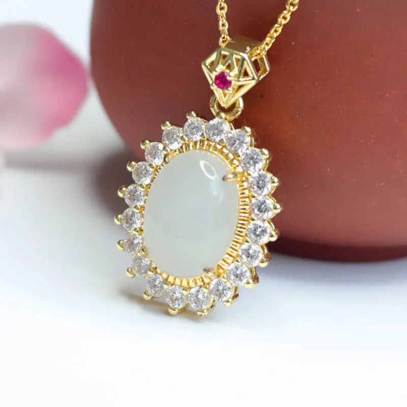 Guan Yu Jade Pendant with Full Diamond Necklace — feature 6
