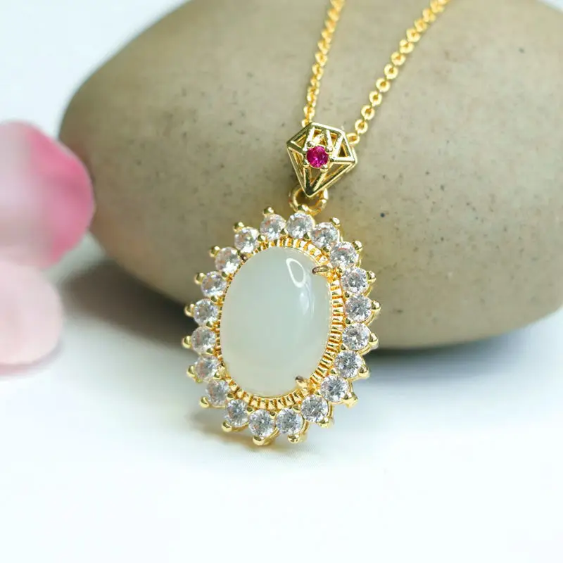 Guan Yu Jade Pendant with Full Diamond Necklace — feature 7
