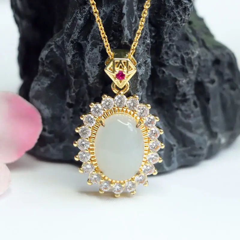 Guan Yu Jade Pendant with Full Diamond Necklace — feature 9