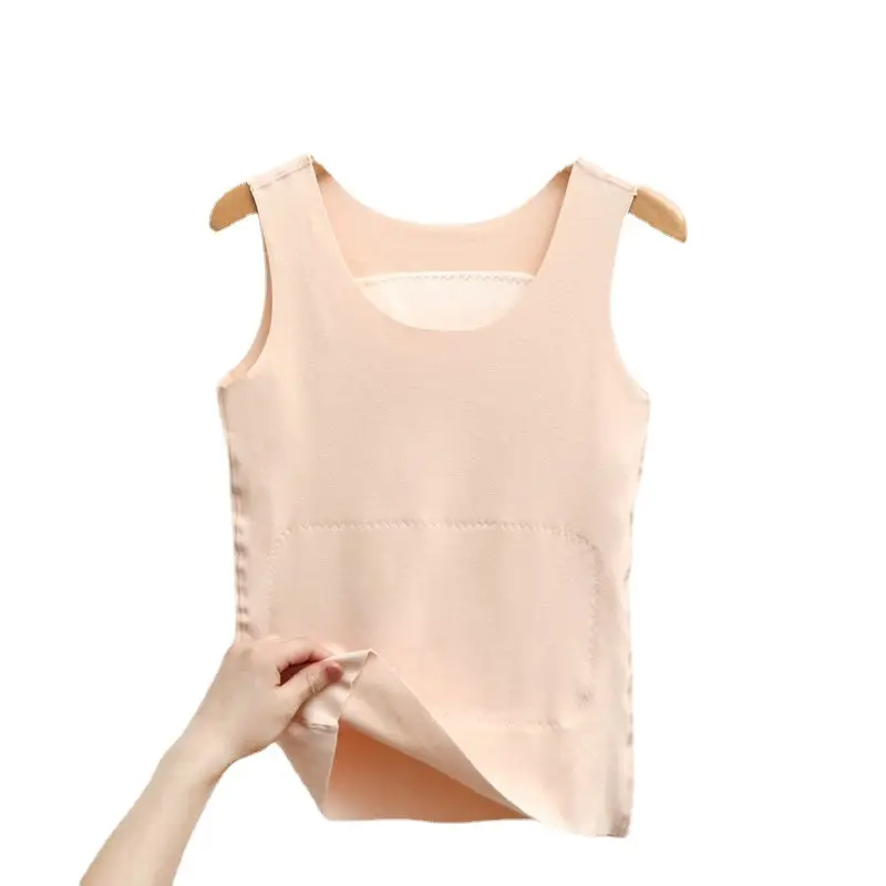 Women Fleece Vest Pink White Seamless Warm Winter Sling