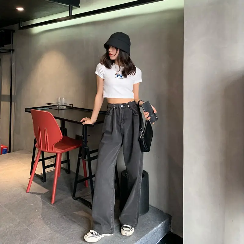 Women Korean Style High Waist Wide Leg Pants Set - Image 3