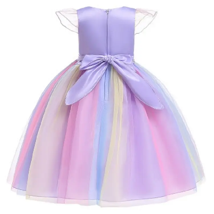 New Halloween Children's Wear Christmas Girl Princess Dress Rainbow Mesh Unicorn Dress Flower Girl Dress - Image 6