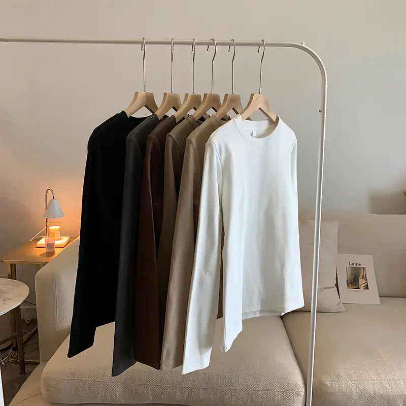 Women Velvet T-Shirt Long Sleeve Slim Fit Autumn