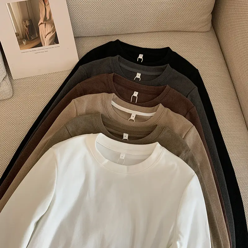 Women Velvet T-Shirt Long Sleeve Slim Fit Autumn