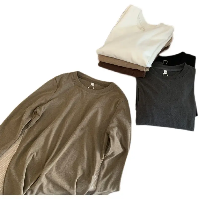 Women Velvet T-Shirt Long Sleeve Slim Fit Autumn