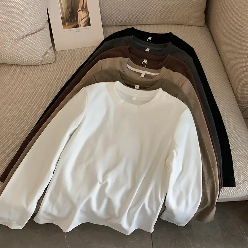 Women Velvet T-Shirt Long Sleeve Slim Fit Autumn — feature 15