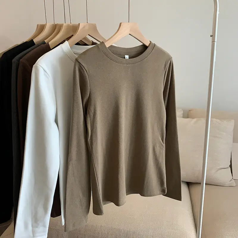 Women Velvet T-Shirt Long Sleeve Slim Fit Autumn