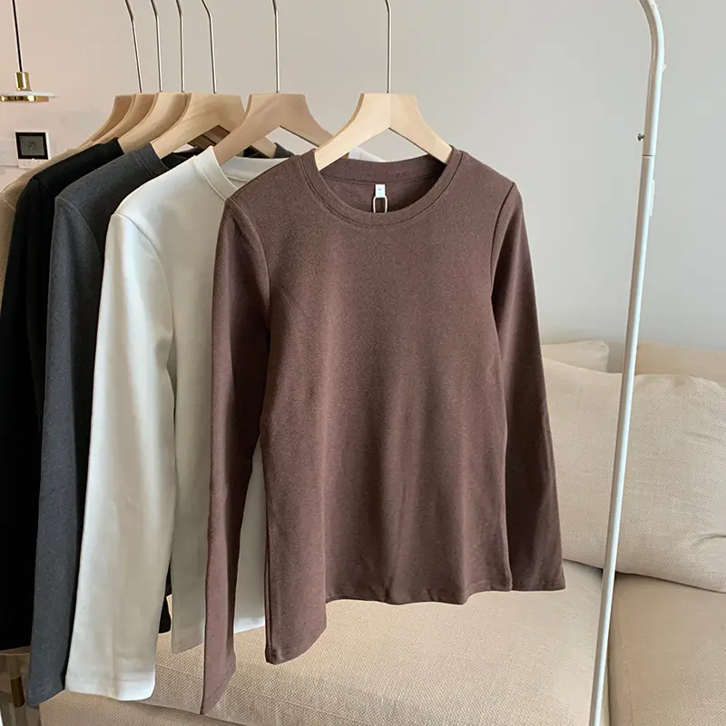 Women Velvet T-Shirt Long Sleeve Slim Fit Autumn