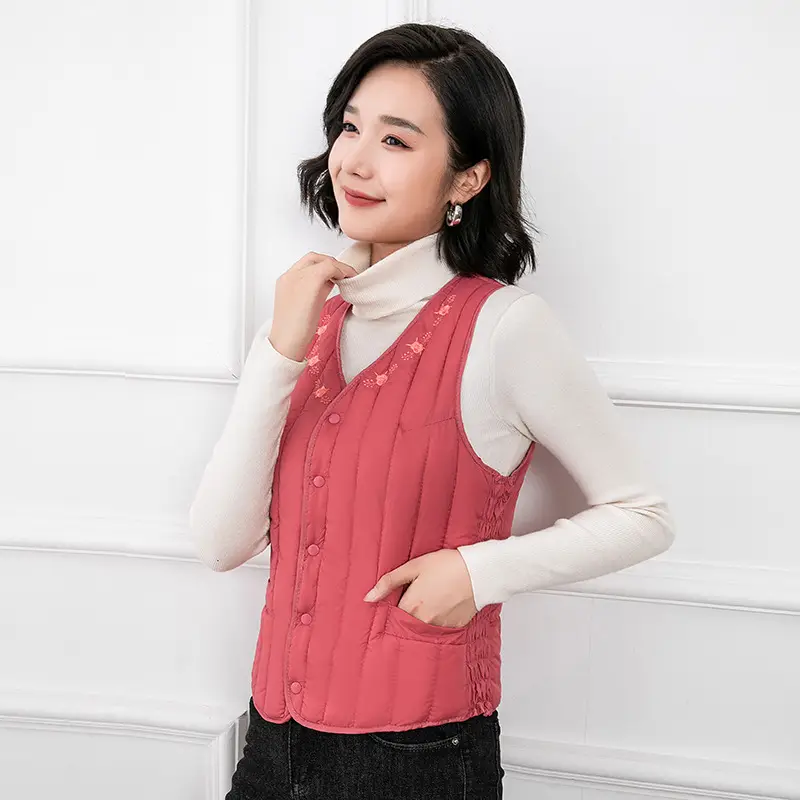 Women Red Cotton Vest Slim Fit Winter Inner Wear - Image 2