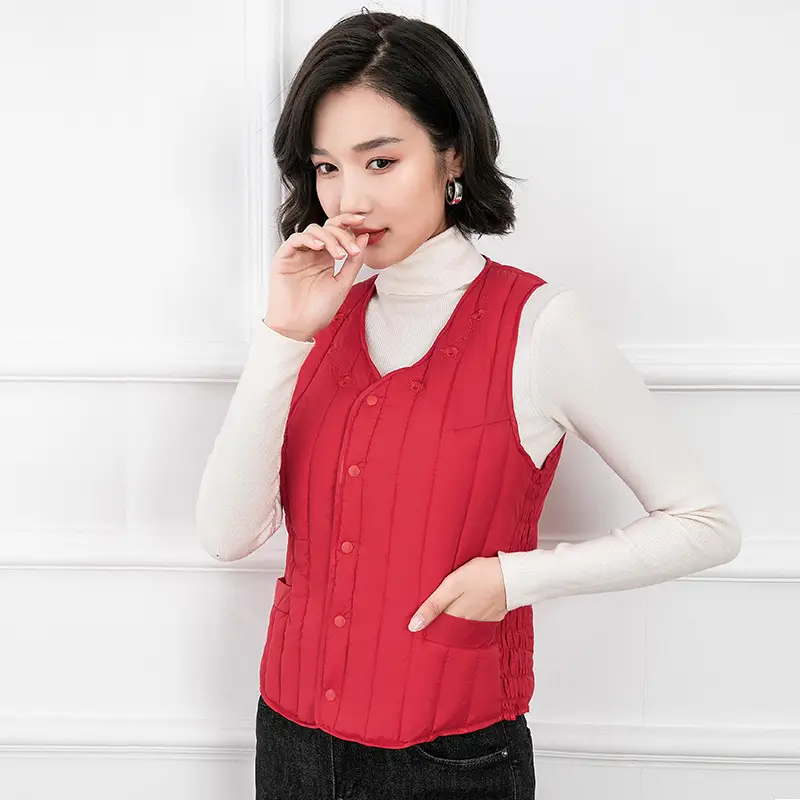 Women Red Cotton Vest Slim Fit Winter Inner Wear - Image 4