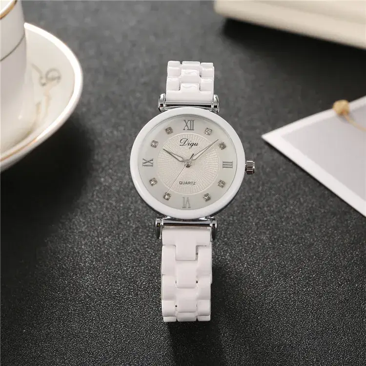 Women's White Ceramic Roman Numeral Watch - Image 8