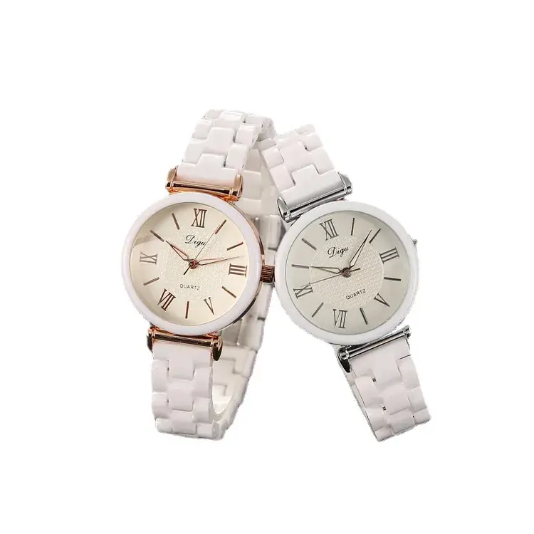 Women's White Ceramic Roman Numeral Watch - Image 9
