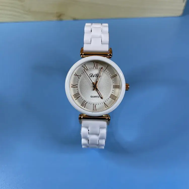 Women's White Ceramic Roman Numeral Watch - Image 2