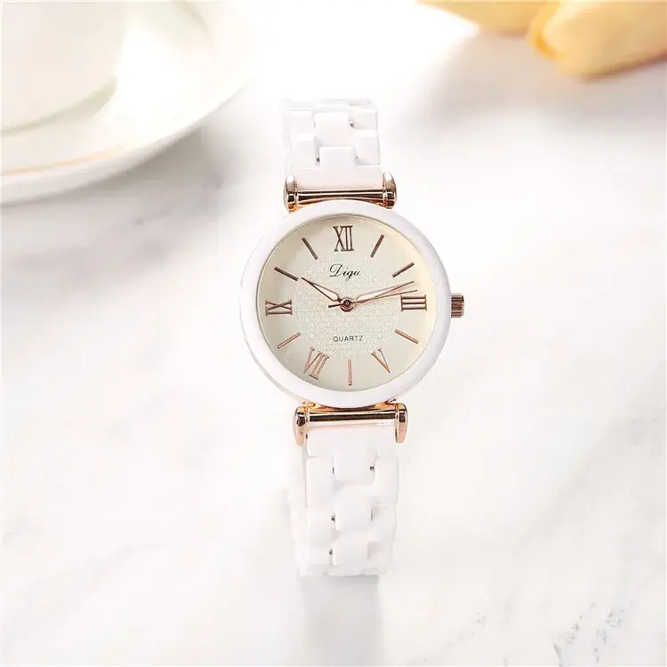 Women's White Ceramic Roman Numeral Watch - Image 4