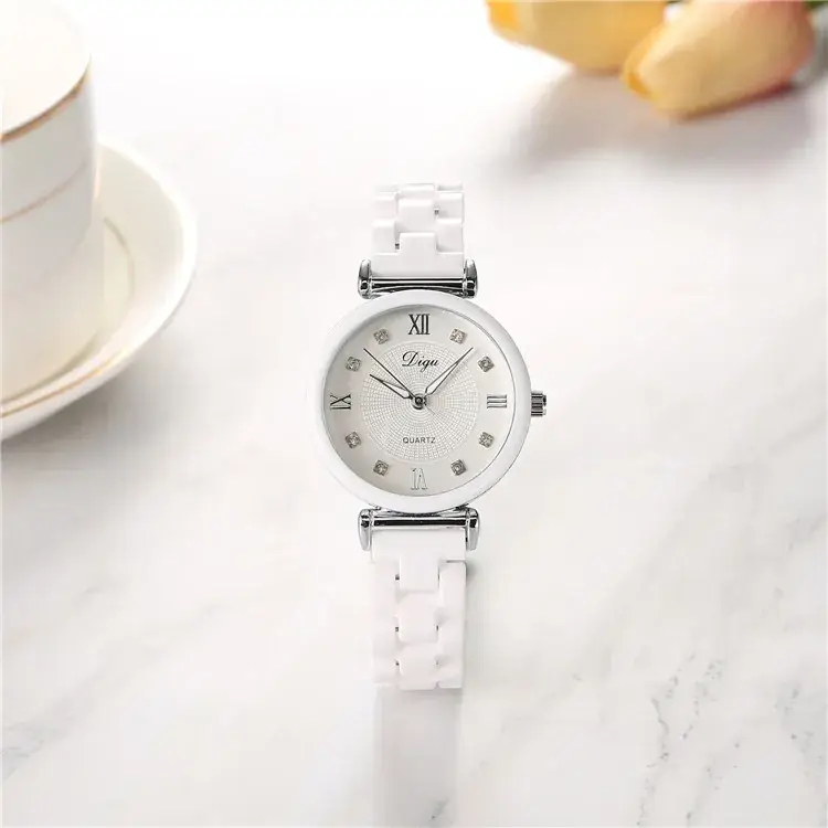 Women's White Ceramic Roman Numeral Watch - Image 5