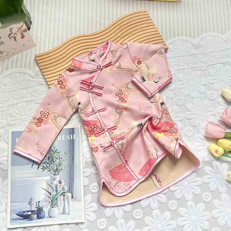 2025 Pink Cheongsam Baby Dress Small Medium - Image 3