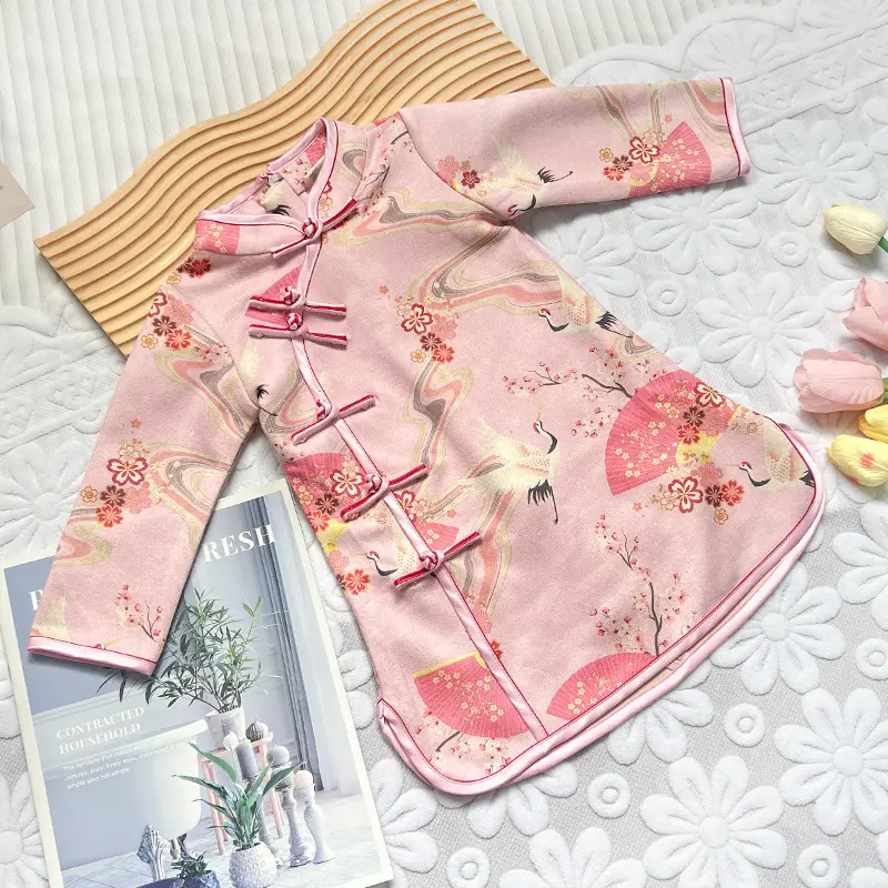 2025 Pink Cheongsam Baby Dress Small Medium - Image 4