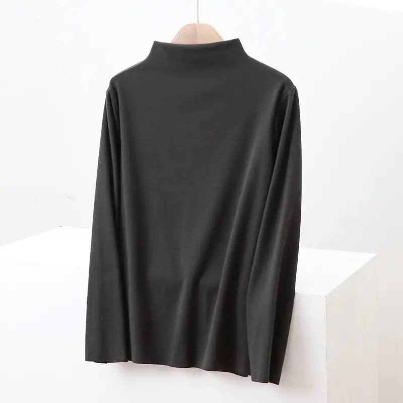 Half High Collar Velvet Shirt Long Sleeve Fat Girl Winter Thermal