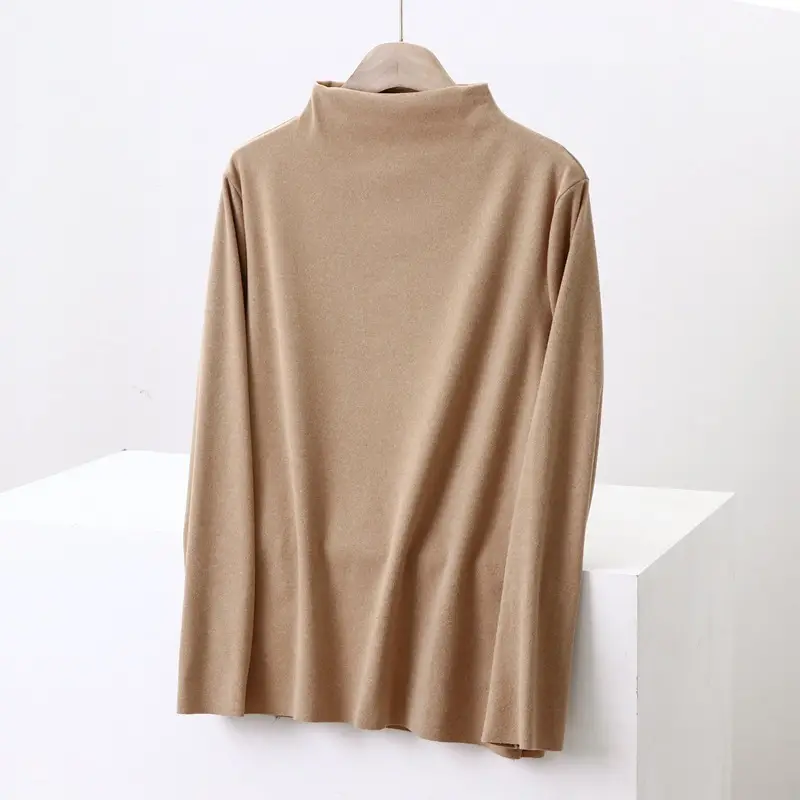 Half High Collar Velvet Shirt Long Sleeve Fat Girl Winter Thermal