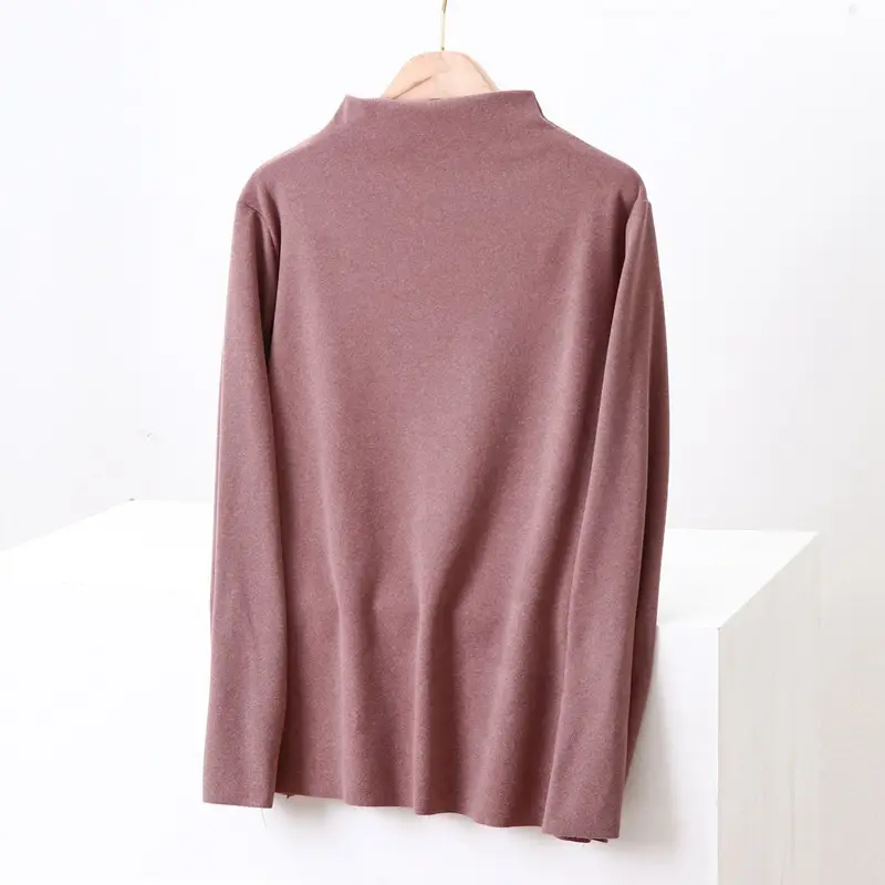 Half High Collar Velvet Shirt Long Sleeve Fat Girl Winter Thermal