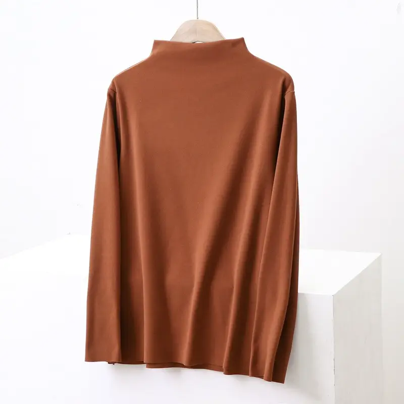 Half High Collar Velvet Shirt Long Sleeve Fat Girl Winter Thermal
