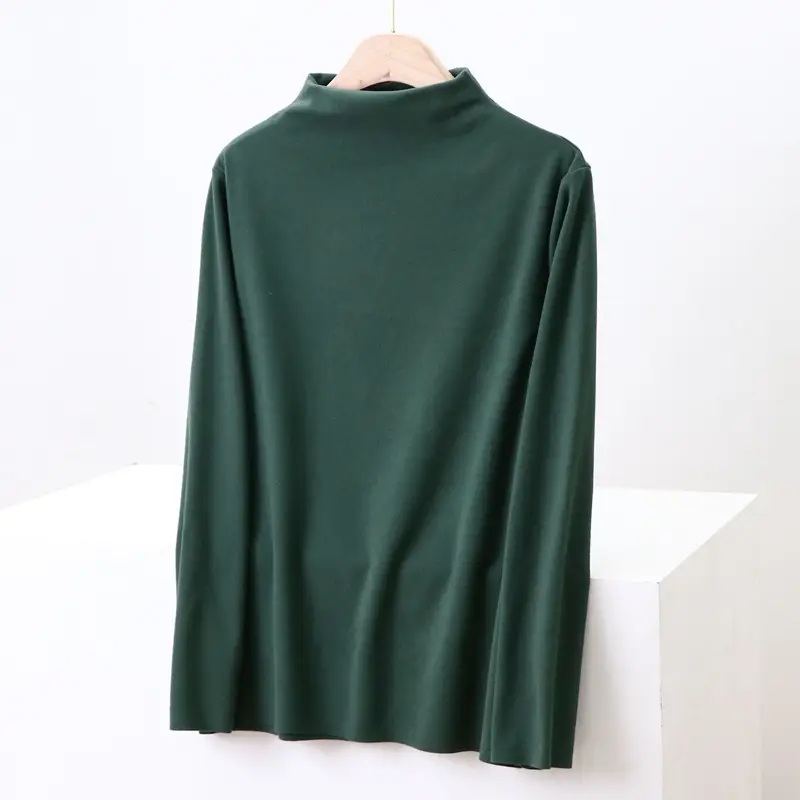 Half High Collar Velvet Shirt Long Sleeve Fat Girl Winter Thermal