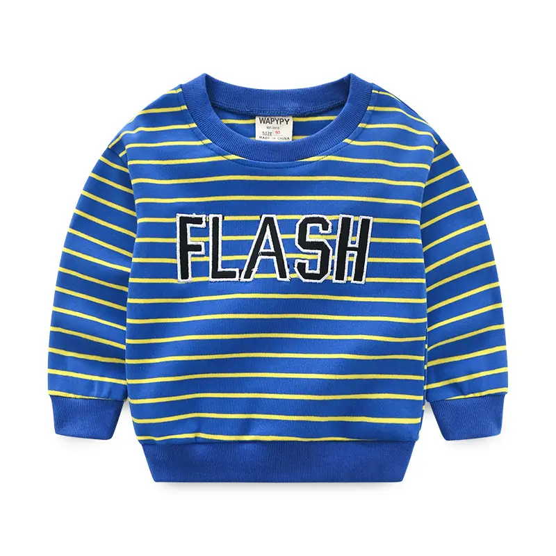 Children Flash Striped Sweatshirt Pants Set Blue Yellow - Image 4