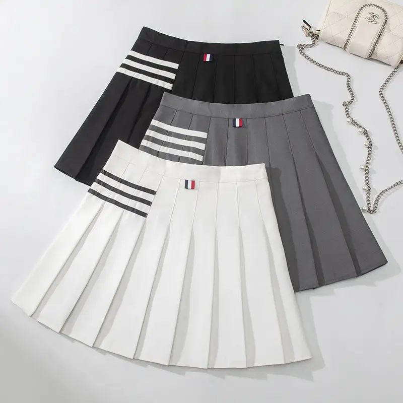 Women Pleated Striped Skirt High Waist Spring Autumn - Image 5