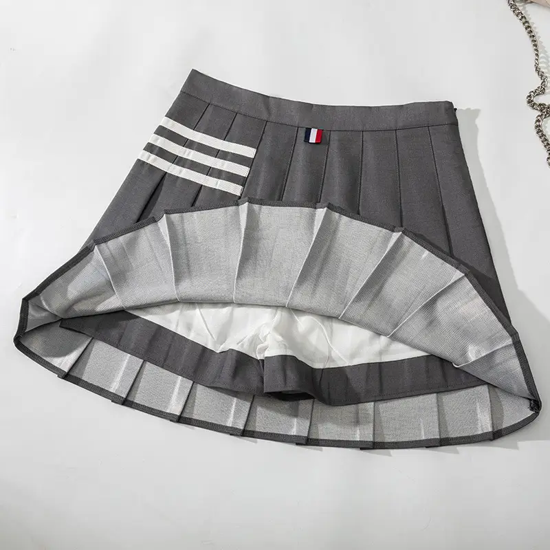 Women Pleated Striped Skirt High Waist Spring Autumn - Image 6