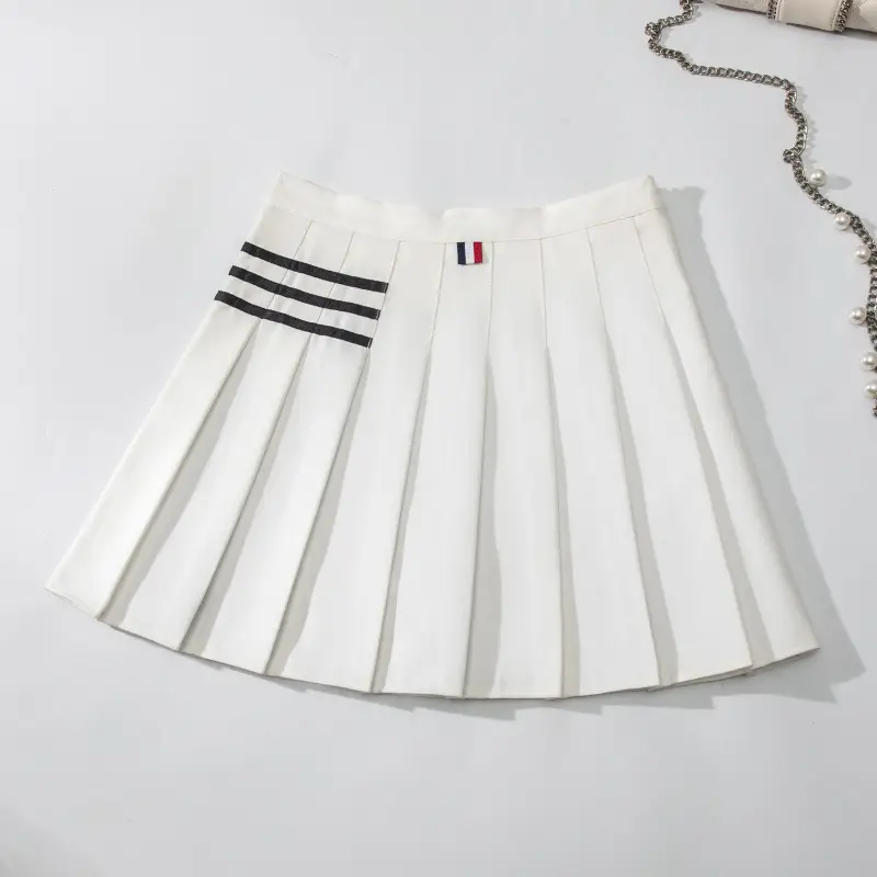 Women Pleated Striped Skirt High Waist Spring Autumn - Image 7