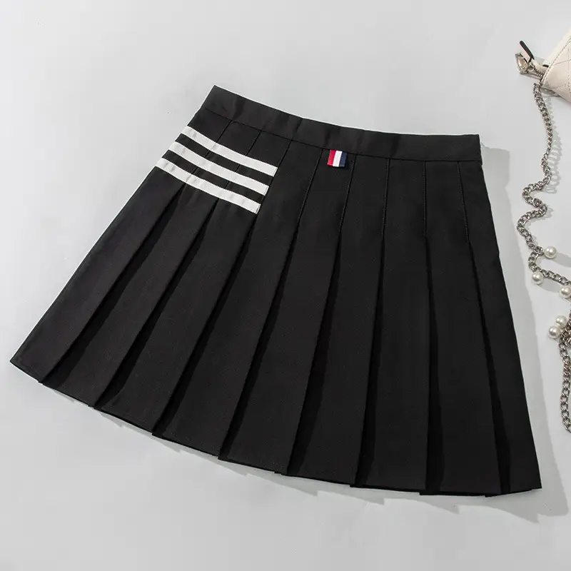 Women Pleated Striped Skirt High Waist Spring Autumn - Image 2