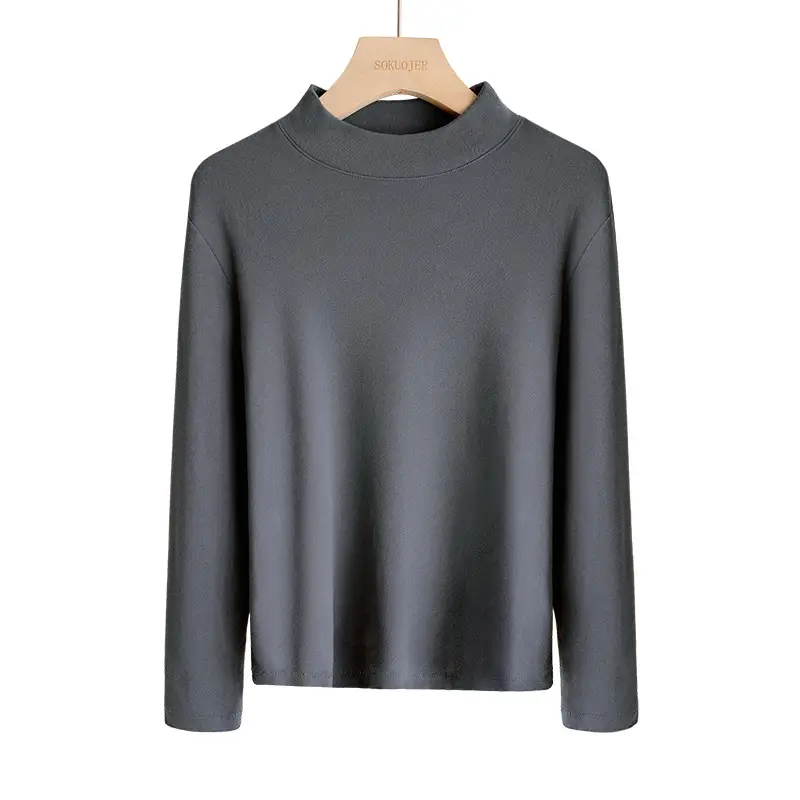 Women Sun Velvet Half-Turtleneck Plus Size Shirt