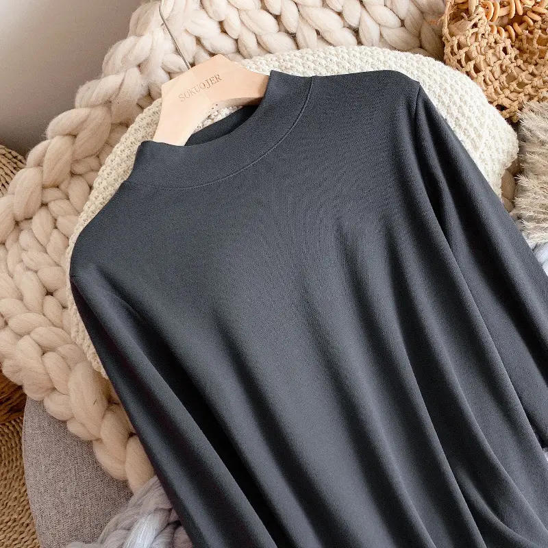 Women Sun Velvet Half-Turtleneck Plus Size Shirt