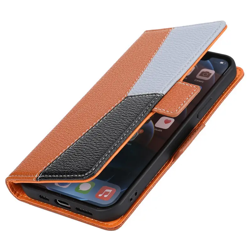 Contrast Stitching Leather Phone Case for S24U - Image 9