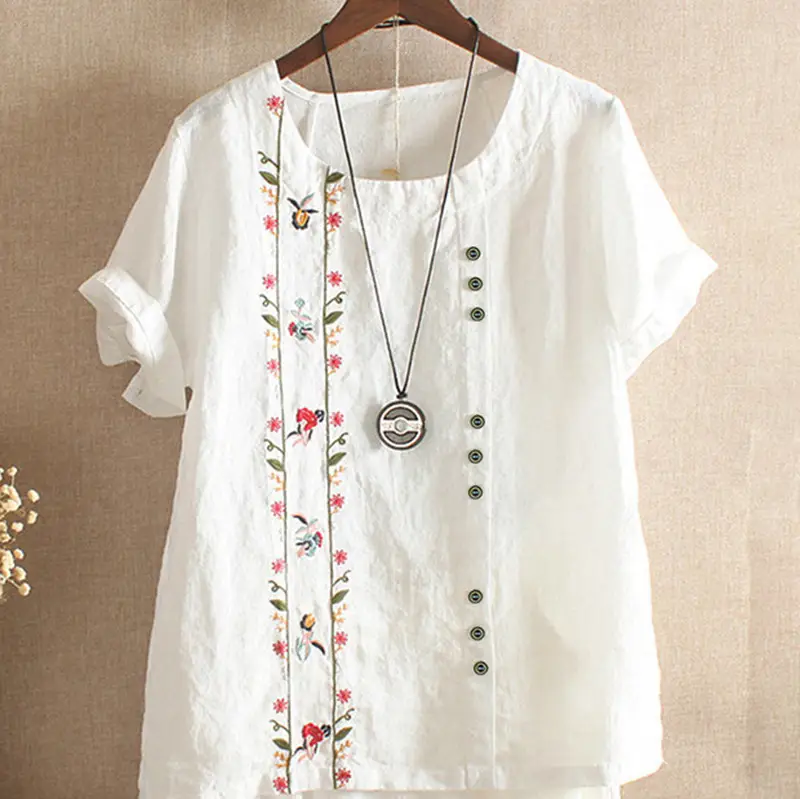 2026 Summer Embroidered T-Shirt Women Korean Style - Image 8