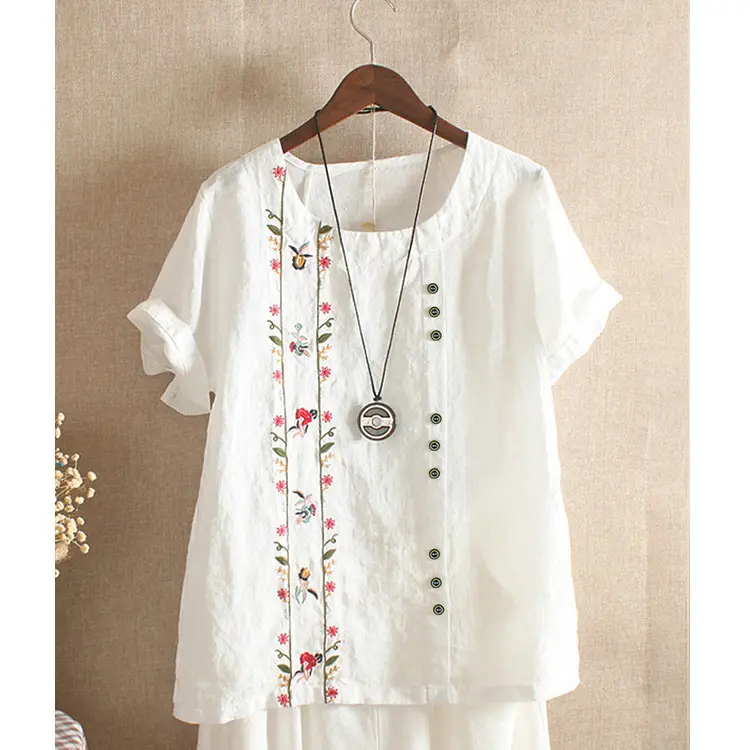 2026 Summer Embroidered T-Shirt Women Korean Style - Image 3