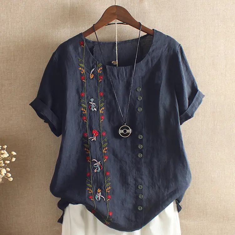 2026 Summer Embroidered T-Shirt Women Korean Style - Image 4