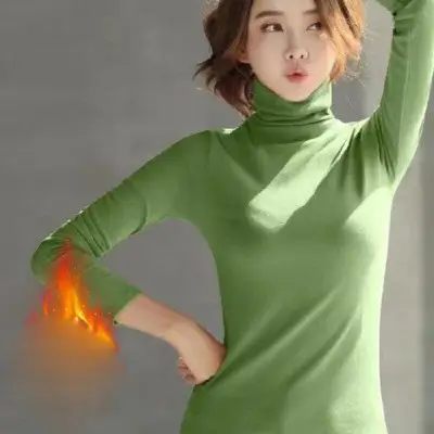 2023 Korean Style Slim Green Long Sleeve Top Shirt for Women