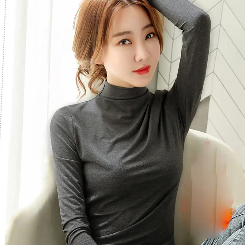 2023 Korean Style Slim Green Long Sleeve Top Shirt for Women