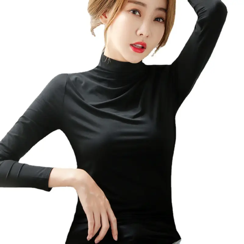 2023 Korean Style Slim Green Long Sleeve Top Shirt for Women