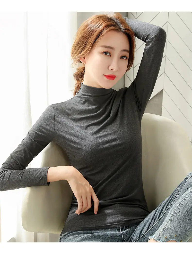 2023 Korean Style Slim Green Long Sleeve Top Shirt for Women — feature 8