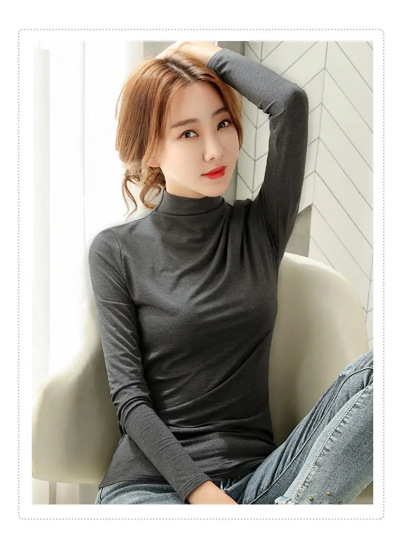 2023 Korean Style Slim Green Long Sleeve Top Shirt for Women — feature 9