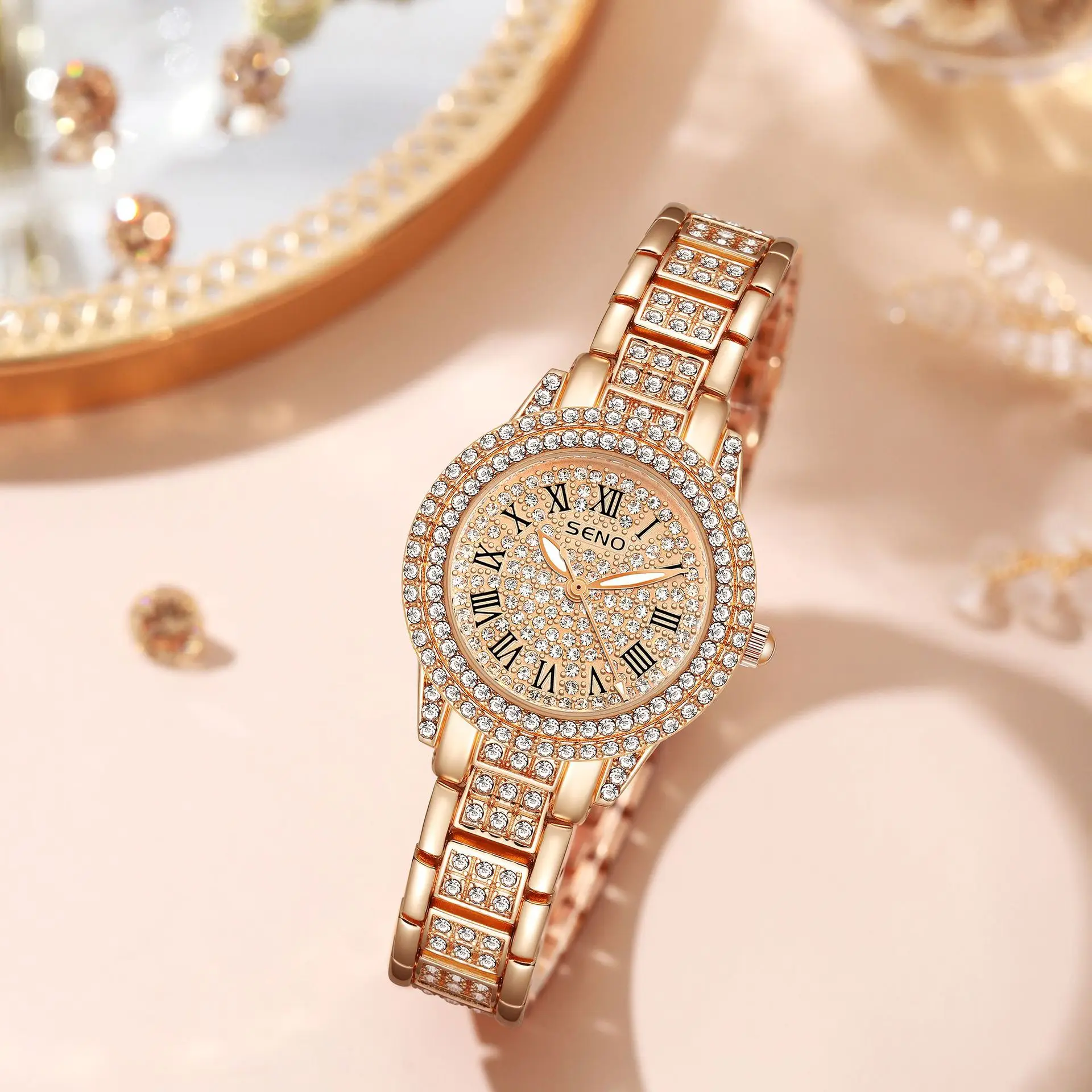 Star-Studded Women's Quartz Watch with Diamond Band - Image 4