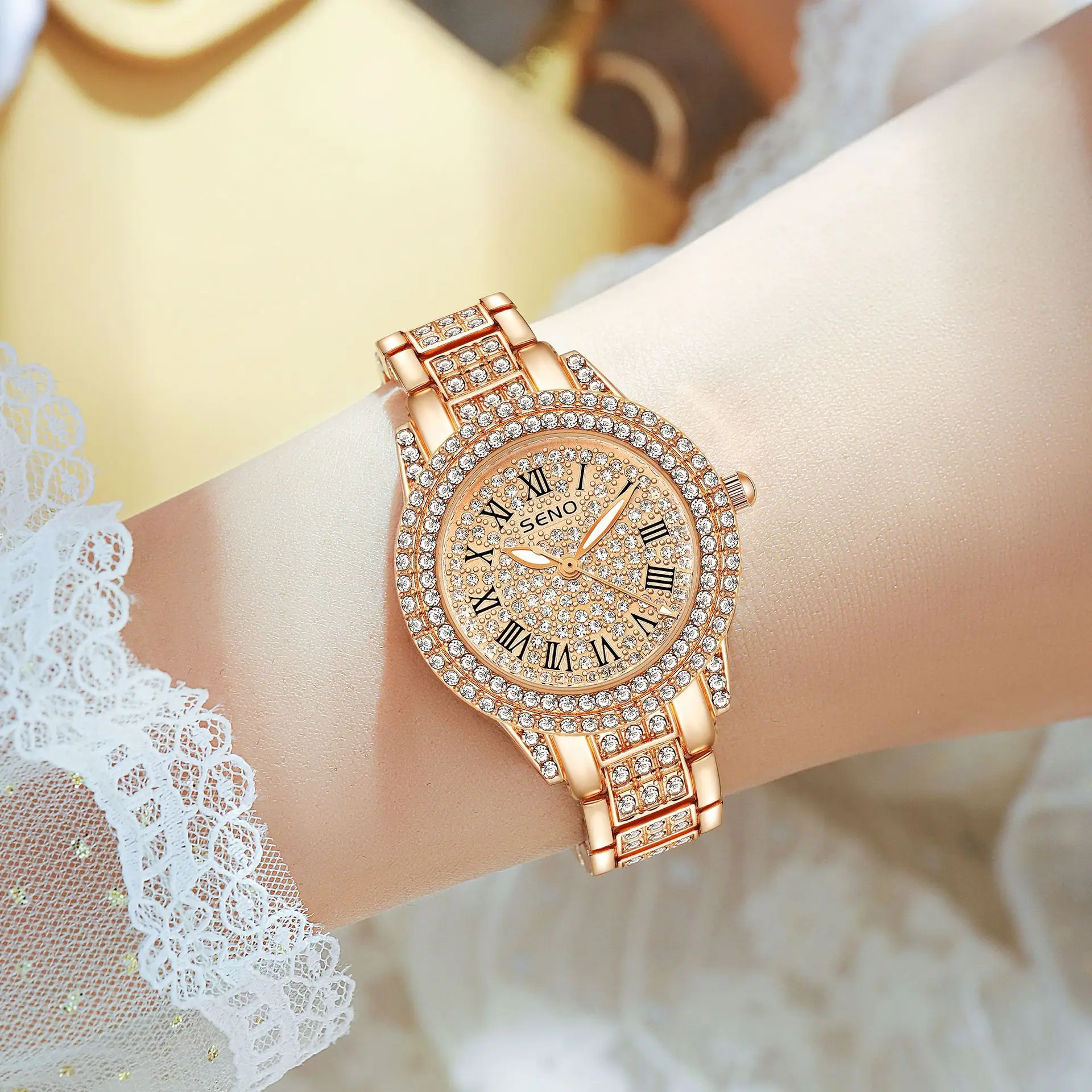 Star-Studded Women's Quartz Watch with Diamond Band - Image 6