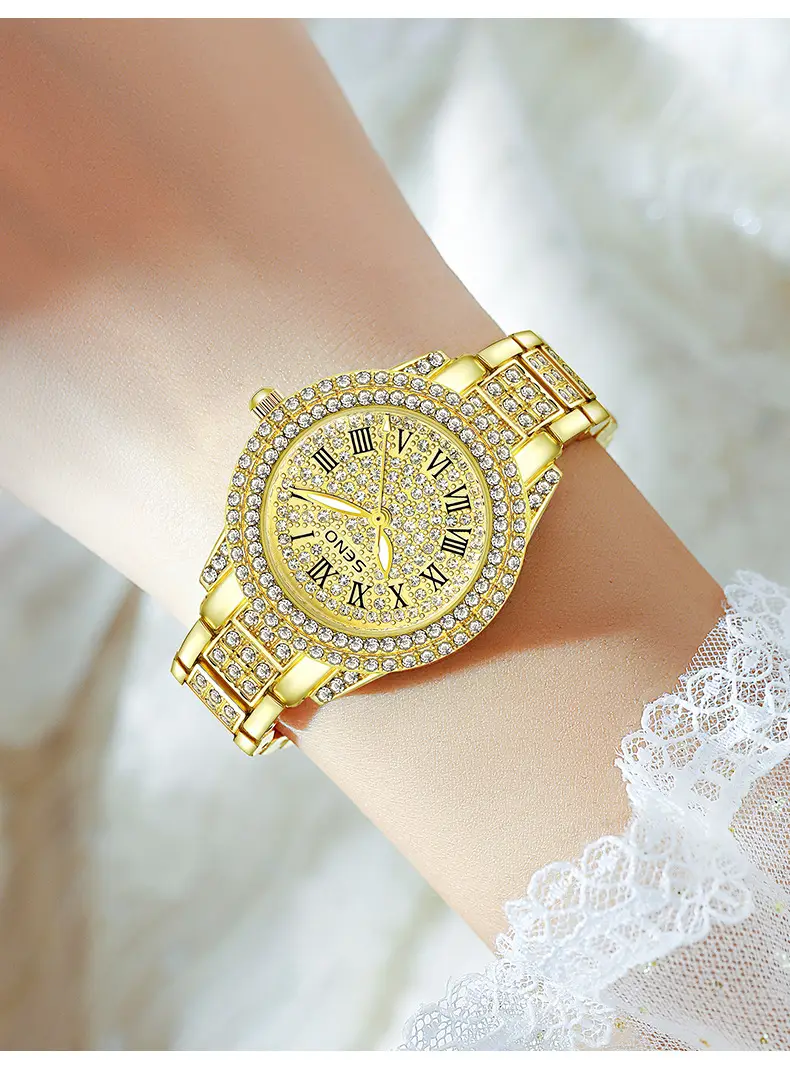 Star-Studded Women's Quartz Watch with Diamond Band — feature 12