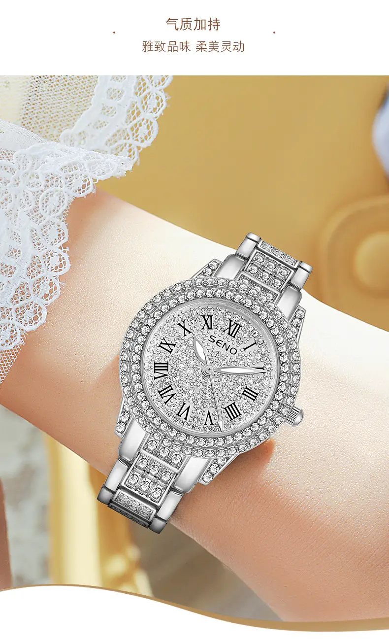 Star-Studded Women's Quartz Watch with Diamond Band — feature 13