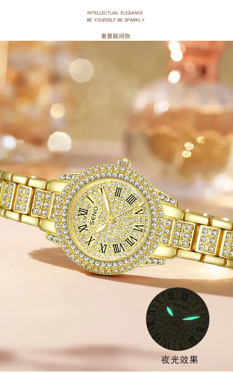 Star-Studded Women's Quartz Watch with Diamond Band — feature 14